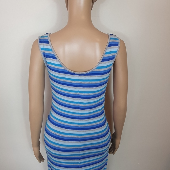 Target tank dress maxi stripped bodycon Sze 14 Blue summer beach Racer back - Picture 3 of 5